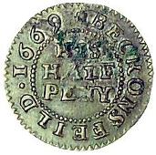 17th Century, Beaconsfield, John Foscet, Halfpence, 1669 (2, different rev. dies), paschal lamb, 1.11g/9h (Berry &...