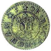 17th Century, Buckingham, John Hartley Junior, Halfpenny, 1665, 2.10g/6h (Berry & Morley 46; SCBI Norweb 299, same...