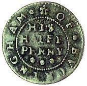 17th Century, Buckingham, John Rennals, Halfpence, 1668 (3, from two obv. and two rev. dies), strip of lace, mm....