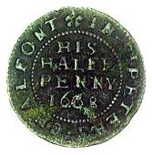 17th Century, Chalfont St Peter, John Bennitt, Halfpenny, 1668, greyhound left, 1.67g/6h (Berry & Morley 52; BW....