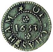 17th Century, Chesham, Richard Ware, Farthing, 1653, 0.96g/6h (Berry & Morley 69; SCBI Norweb 306, this piece; BW....