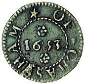 17th Century, Chesham, Richard Ware, Farthing, 1653, 0.96g/6h (Berry & Morley 69; SCBI Norweb 306, this piece; BW....