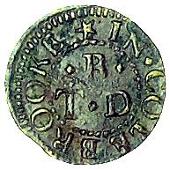 17th Century, Colnbrook, Thomas Burcombe, Farthing, stag trippant left, 0.95g/6h (Berry & Morley 72; SCBI Norweb...