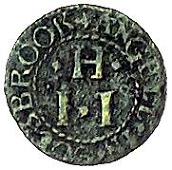 17th Century, Colnbrook, John Hosey, Farthing, angel, 0.79g/6h (Berry & Morley 77, and BNJ 1973, p.113, P 180°,...