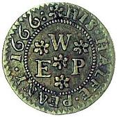 17th Century, High Wycombe, Edward Winch, Halfpenny, 1666, Family arms, 2.03g/6h (Berry & Morley 235; SCBI Norweb...