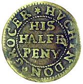 17th Century, Hughenden, Francis Barnaby, Farthing, three tuns, 0.98g/6h (Berry & Morley 100; SCBI Norweb 314, this...