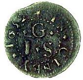 17th Century, Olney, John Gaynes, Farthing, 1652 (2, different obv. dies), scales, 0.83g/6h, mm. mullet both sides...