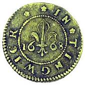 17th Century, Tingewick, John Durrant, Halfpenny, 1668, fleur-de-lis, 1.55g/12h (Berry & Morley 179; BW. 136). Very...