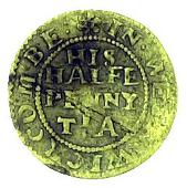 17th Century, West Wycombe, Thomas Leech, Halfpenny, 1667, lion rampant to left, 1.64g/6h (Berry & Morley 189; BW....