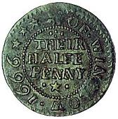 17th Century, Winslow, John Crawley and Mr Dimock, Halfpenny, 1666, hand holding axe over leaf, 2.10g/12h (Berry &...