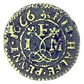 17th Century, Winslow, John Forrest, Halfpenny, 1666, Bakers’ arms, 1.73g/12h (Berry & Morley 194; BW. 148). Fine,...