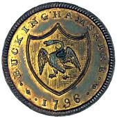 18th Century, Aylesbury, Francis Wheeler, Halfpenny, 1796, similar, but with later faked edge payable at f wheeler...