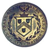 18th Century, Aylesbury, Francis Wheeler, mule Halfpenny, Justice seated right, holding sword and scales, rev....