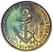 18th Century, Aylesbury, Skidmore’s mule Halfpenny, 1797, similar, rev. anchor and cable, in commemoration of the...