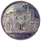 18th Century, Slough, William Till, Proof Halfpenny, 1794, in silver, lion rampant to left, red lion inn, etc.,...