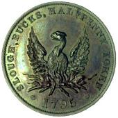 18th Century, Slough, John Peckham, Halfpenny, 1795, in bronzed-copper, similar, edge plain, 11.77g/12h (DH 28)....