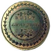 18th Century, Stowe, Skidmore’s Farthing, 1796, Hermitage building with tree and grass in foreground, rev. built...
