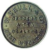19th Century, Buckinghamshire, High Wycombe, W. Skull & Co, Farthing, filleted bust of Victoria left, rev. grocers &...
