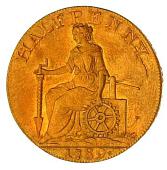 18th Century, Cheshire, Cheshire, Macclesfield, Pattern Halfpenny, 1789, bee-hive and cypher, rev. Genius holding...
