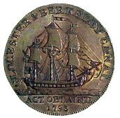 18th Century, Gloucestershire, Gloucestershire, Gloucester, Canal Co, Halfpenny, 1797, distant view of the city,...