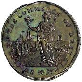 18th Century, Hampshire, Hampshire, Emsworth, Kempson’s mule Halfpenny, 1797, bust of Earl Howe left, rev....