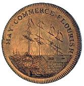 18th Century, Kent, Kent, Folkestone, Skidmore’s Halfpenny, 1796, legend, rev. ships at quay-side (DH 21). Tiny...