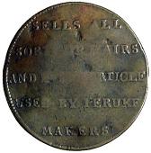 18th Century, Middlesex, Middlesex, J. Delaporte, Penny, phoenix above legend, rev. sells all sorts of hairs, etc....