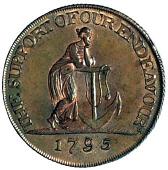 18th Century, Middlesex, Middlesex, Chelsea, issuer uncertain, Halfpenny, 1795; Corresponding Society, Halfpenny,...