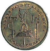 18th Century, Middlesex, Middlesex, J. and S. Kelly, Halfpenny, postilion holding a harnessed horse, rev. riding...