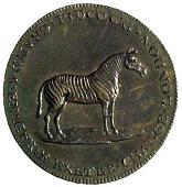 18th Century, Middlesex, Middlesex, J. and G. Pidcock, Halfpenny, 1801, lion and dog, rev. zebra (DH 428). About...