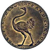 18th Century, Middlesex, Middlesex, J. and G. Pidcock, Halfpenny, nylghau, rev. ostrich (DH 445). Good extremely...