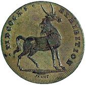 18th Century, Middlesex, Middlesex, J. and G. Pidcock, Halfpenny, 1801, nylghau, rev. bust of Louis XVI right (DH...