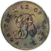 18th Century, Middlesex, Middlesex, Skidmore’s Churches, mule Halfpenny, dove, rev. gb cypher (DH 594). Extremely...