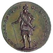 18th Century, Middlesex, Middlesex, T. Spence, Halfpenny, deserted village, rev. Highlander (DH 745). Extremely...