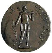 18th Century, Middlesex, Middlesex, T. Spence, Halfpenny, similar, rev. Indian (DH 746). Huge die flaw on obverse,...