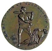 18th Century, Middlesex, Middlesex, T. Spence, Halfpenny, similar, rev. Cain slaying Abel (DH 748). Flan crack, good...