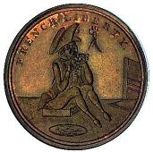 18th Century, Middlesex, Middlesex, T. Spence, Halfpenny, fat man seated at table, eating, rev. lean man seated on...