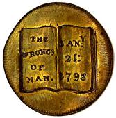 18th Century, Middlesex, Middlesex, T. Spence, Halfpenny, man hanging, rev. open book (DH 834). Trifling surface...