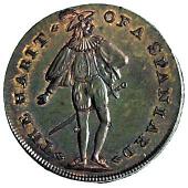 18th Century, Middlesex, Middlesex, T. Spence, Halfpenny, boys on turnstile, rev. Spaniard (DH 896). Good extremely...
