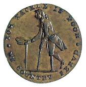18th Century, Middlesex, Middlesex, Political and Social series, Tom Tackle, Halfpenny, sailor brandishing cutlass,...