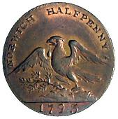 18th Century, Norfolk, Norfolk, Norwich, Dunham & Yallop, Halfpenny, 1793, similar, rev. eagle (DH 31). Good...