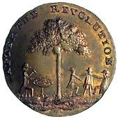 18th Century, Northumberland, Northumberland, Newcastle, J. Spence, Halfpenny, similar, rev. men dancing round a...