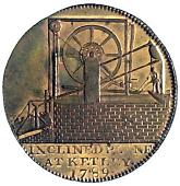 18th Century, Shropshire, Shropshire, Coalbrook Dale, Reynolds & Co, Halfpenny, 1792, iron bridge, rev. man working...