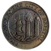 18th Century, Somerset, Somerset, Bristol, Lutwyche’s mule Halfpenny, 1798, arms, rev. Bristol Volunteers (DH 92)....