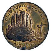 18th Century, Yorkshire, Yorkshire, York, Cattle, Harrison & Co, Halfpenny, 1795, York Cathedral, rev. Clifford’s...