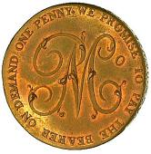 18th Century, Wales, Anglesey, Trysclwyn, Parys Mine Co, Pattern Penny by J. Westwood Jr, druid’s head left, rev....