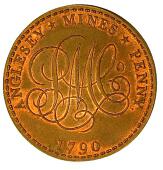 18th Century, Wales, Anglesey, Trysclwyn, Parys Mine Co, Penny, 1790, by J. Wilson for W. Williams, similar, rev....
