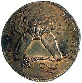 18th Century, Wales, Anglesey, Trysclwyn, Parys Mine Co, Skidmore’s mule Halfpenny, druid’s head within thin...
