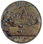 18th Century, Scotland, Angus, Forfar, J. Steele, Halfpenny, 1797, castle, rev. town view (DH 23). Brilliant and...