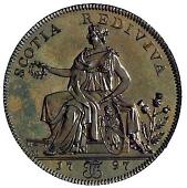 18th Century, Scotland, Ayrshire, Ayr, W. Fullerton, Milton’s Halfpenny, 1797, bust of William Wallace left, rev....